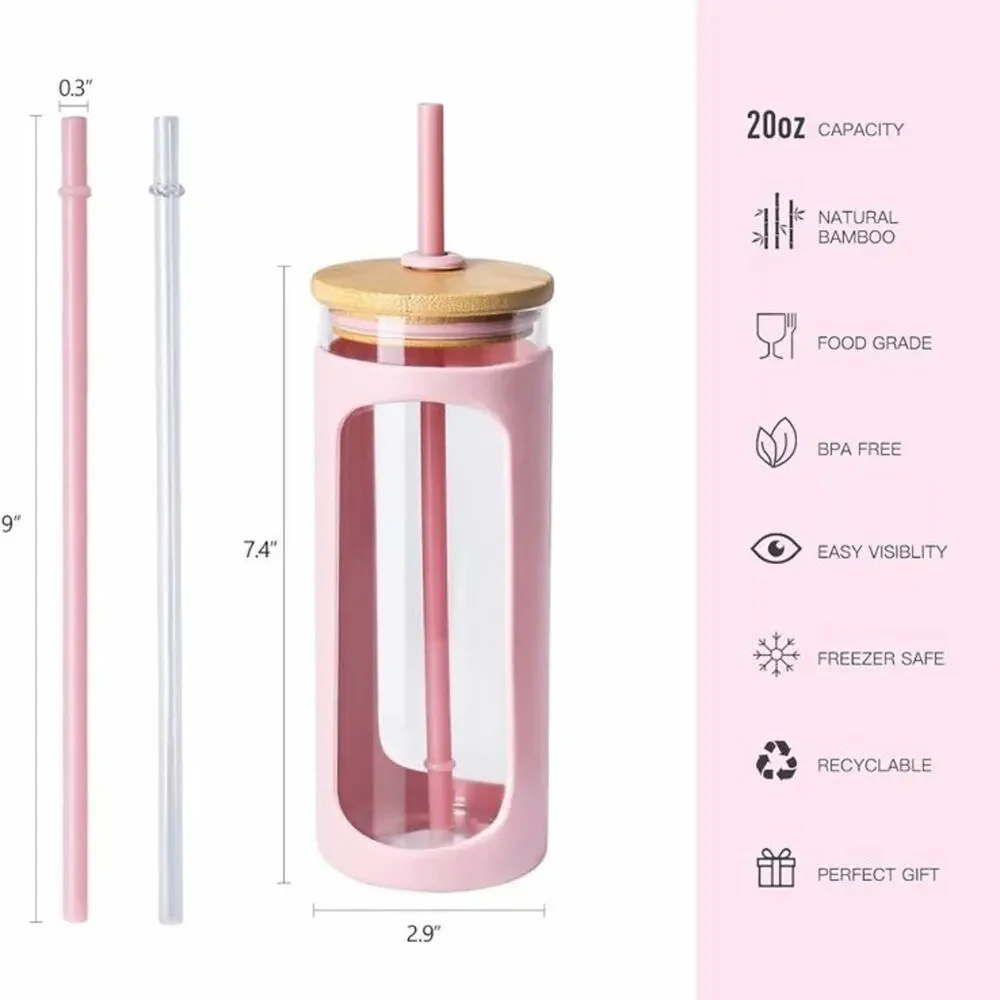 Kodrine 20oz Glass Water Tumble with Straw and Lid